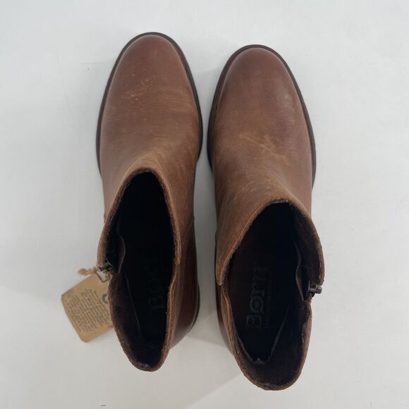 Born Ankle Boots Womens 7 M Leather Brown Side Zip Bootie CQE23 NEW TAG No Box - Picture 6 of 11